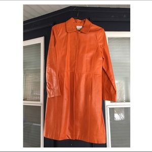 Vintage Orange Long Leather Jacket